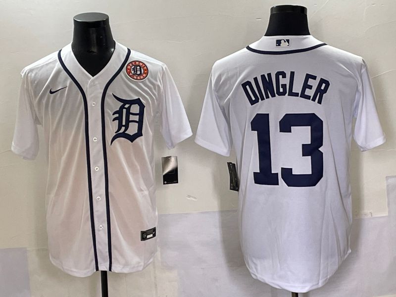 Men 2025 Detroit Tigers 13 Dingler White Game Nike MLB Jersey style 2